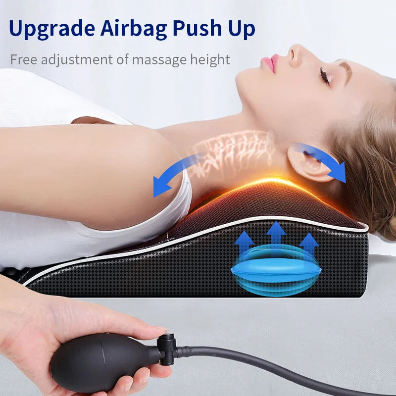 Electric Shiatsu Head Neck Cervical Ttraction Body Massager Car Back Pillow with Heating Vibrating Massage Device